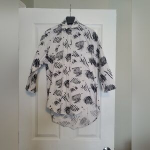 Vintage 90s 19th Avenue Abstract Brushstroke Cotton Button Down Shirt Made in Ca
